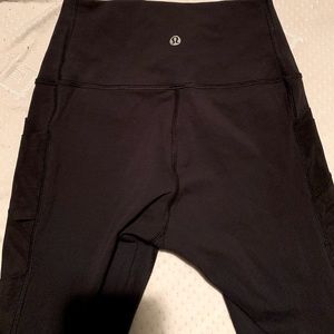 Black size 6 mesh lululemon leggings, lightly worn.